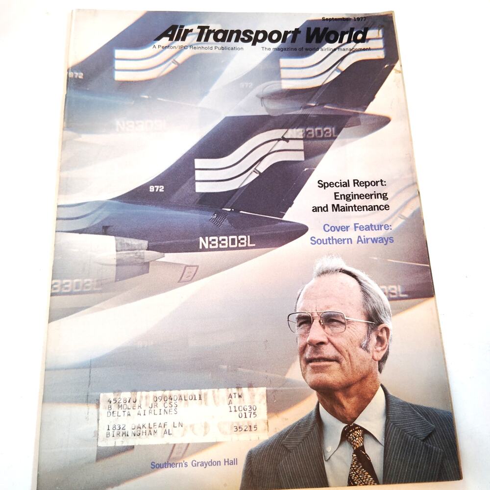 Air Transport World Magazine - September 1977 - Southern Airways Vintage